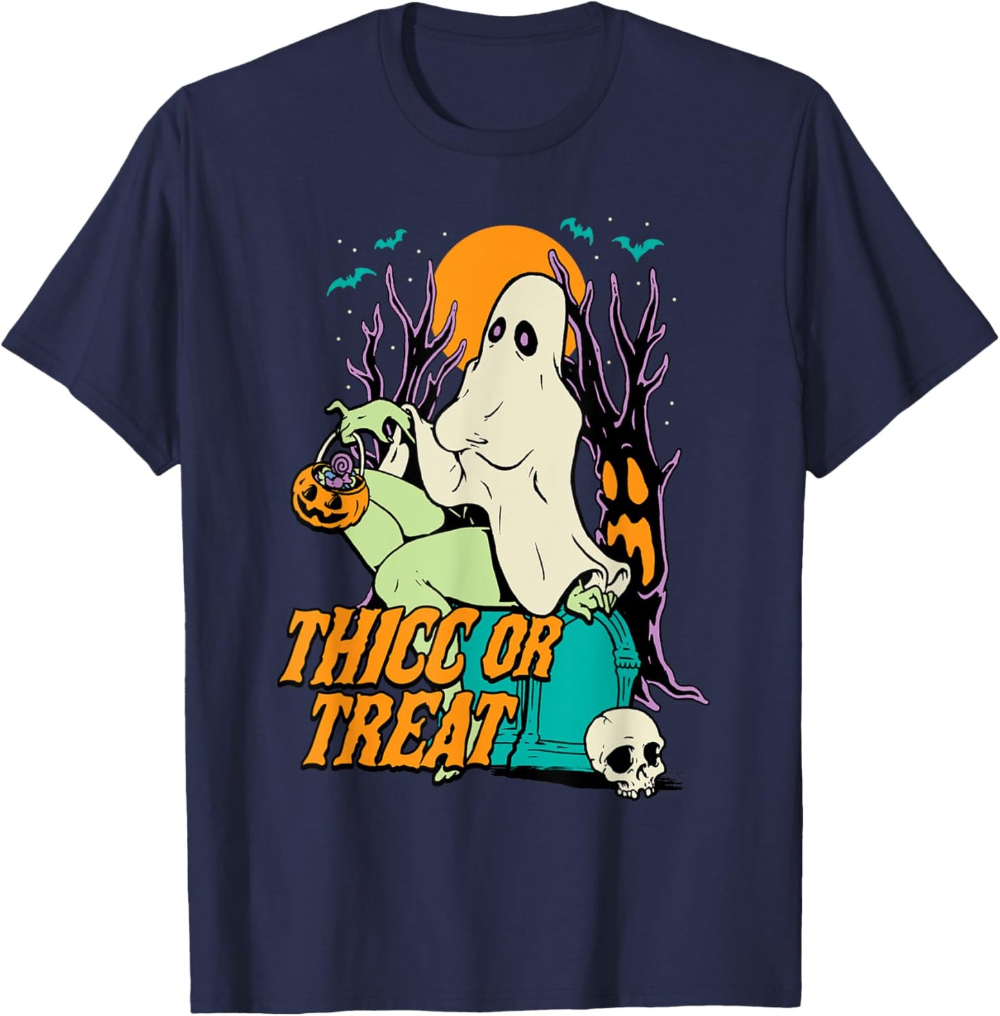 Thicc or Treat Halloween Lady Ghost Sexy Pinup BBW T-Shirt