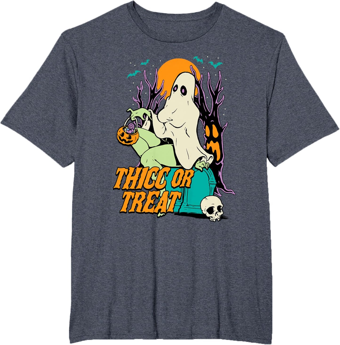 Thicc or Treat Halloween Lady Ghost Sexy Pinup BBW T-Shirt