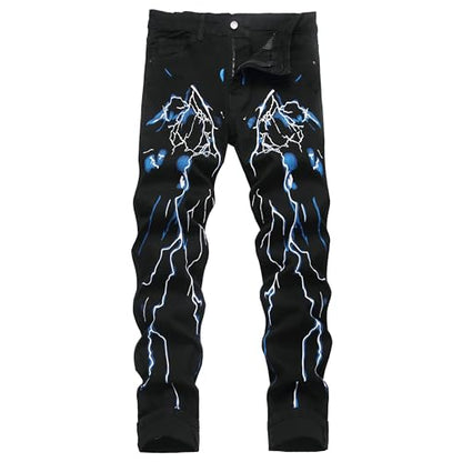 Men's Slim-fit Stretch Denim Jeans Featuring a Ripped Stretch Regular Pants