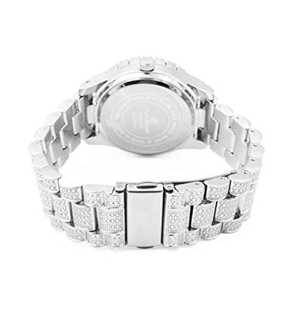 Charles Raymond Women's Big Rocks Bezel Colored Dial with Roman Numerals Fully Iced Out Watch - ST10327LA