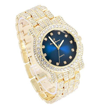 Charles Raymond Bling-ed Out Silver Round Luxury Mens Watch w/Bling-ed Out Bracelet - L0504B