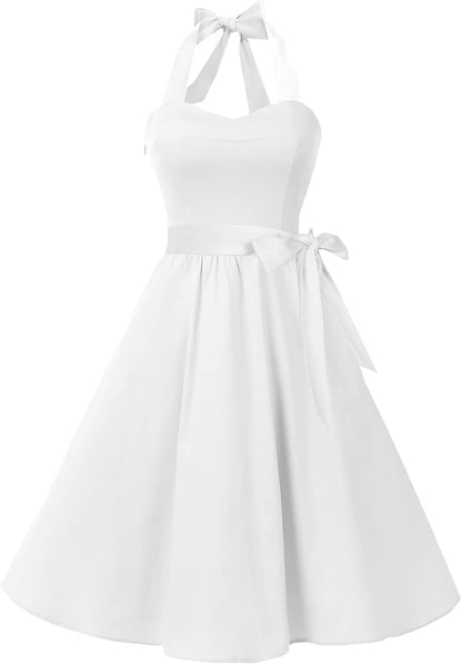 Topdress Women'sVintage Polka Audrey Dress 1950s Halter Retro Cocktail Dress