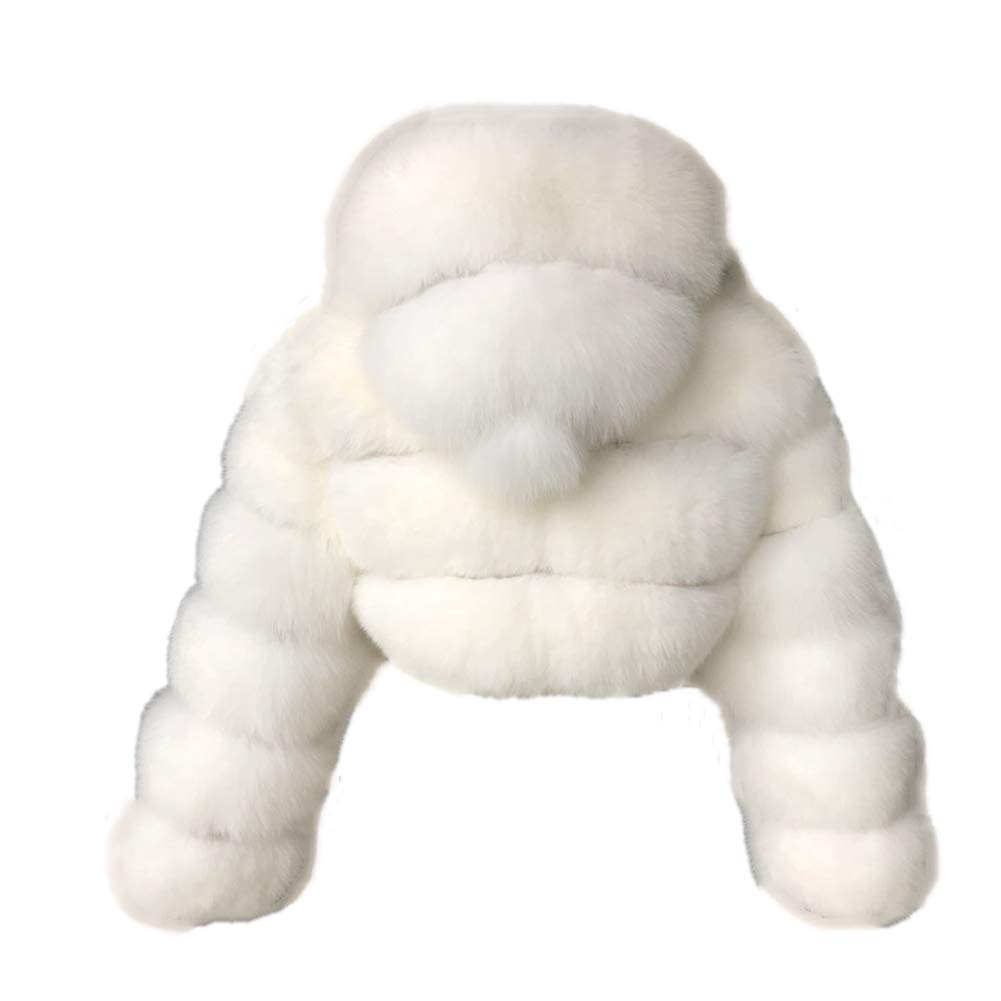 Colf Women's Winter Parka Coat Long Sleeve Faux Fur Coat with Hooded Warm Short Overcoat Jacket