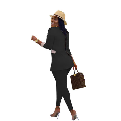 Womens Sexy 2 Pieces Graffiti Print Blazer Suit Pants Set Nightclub Tracksuit Outfit Set