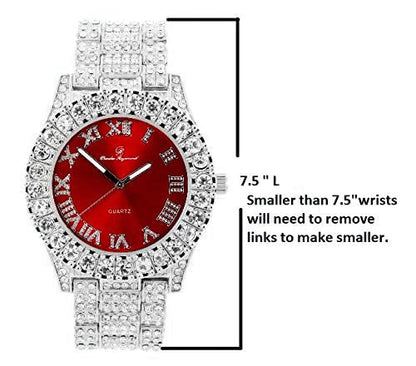 Charles Raymond Women's Big Rocks Bezel Colored Dial with Roman Numerals Fully Iced Out Watch - ST10327LA