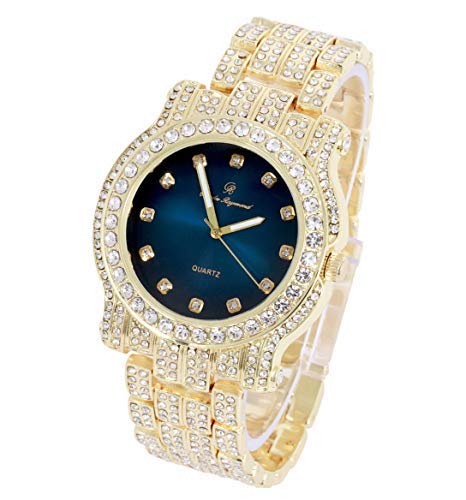 Charles Raymond Bling-ed Out Silver Round Luxury Mens Watch w/Bling-ed Out Bracelet - L0504B