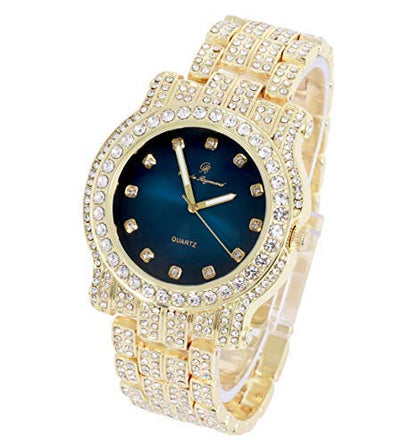 Charles Raymond Bling-ed Out Silver Round Luxury Mens Watch w/Bling-ed Out Bracelet - L0504B