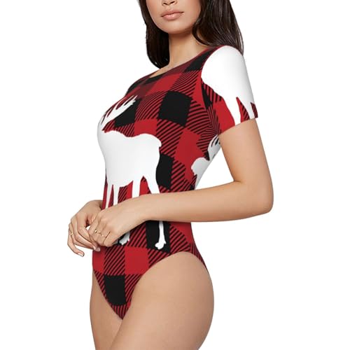 Serape Rainbow Stripes Mexican Pattern Women’s Short Sleeve Bodysuit Round Neck Onesie Stretchy One-Piece Jumpsuit
