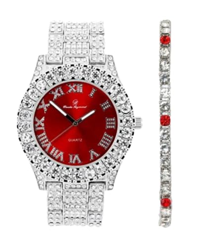 Charles Raymond Women's Big Rocks Bezel Colored Dial with Roman Numerals Fully Iced Out Watch - ST10327LA