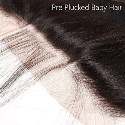 Hd Closure 5x5 Straight Closure 5x5 Transparent Lace Closure 12A Virgin Remy Human Hair Frontal Closure Pre Plucked With Baby Hair Natural Black Color(14inch)