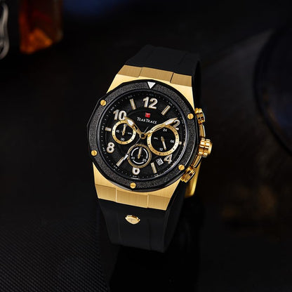 Watches for Men Analog Quartz Waterproof Sport Men’s Watch Tonneau Chronograph Luminous Fashionable Unique Casual Watch with Silicone Strap
