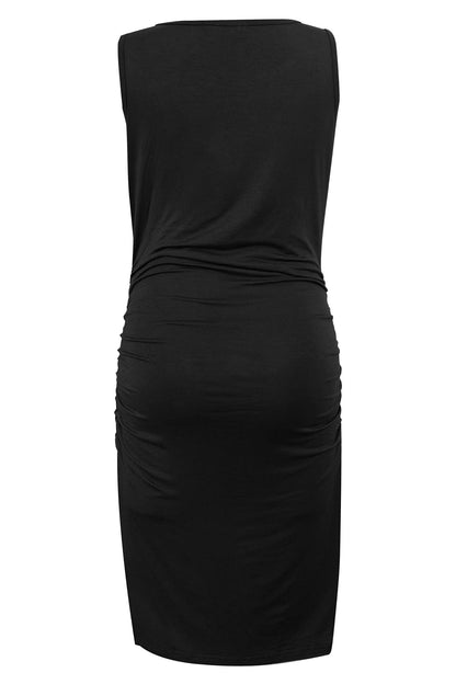 Smallshow Women's Sleeveless Maternity Dress Ruched Pregnancy Clothes