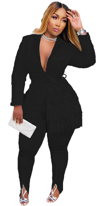 Womens Sexy 2 Pieces Graffiti Print Blazer Suit Pants Set Nightclub Tracksuit Outfit Set