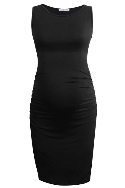 Smallshow Women's Sleeveless Maternity Dress Ruched Pregnancy Clothes