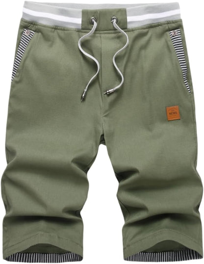 Big Boy's Casual Shorts Summer Cotton Classic Fit Drawstring Elastic Waist Beach Shorts with Pockets