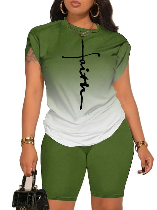 PINSV Women 2 Piece Outfits Summer Sweatsuits Biker Short Workout Jogger Sets