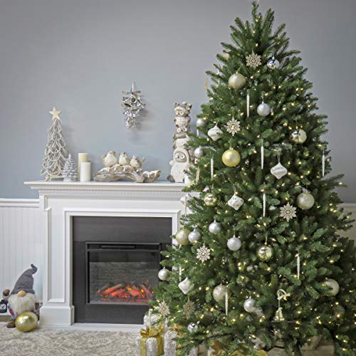 National Tree Company Pre-Lit Artificial Full Christmas Tree, Green, Dunhill Fir, Dual Color LED Lights, Includes Stand, 7.5 Feet, Dual Colored Lights