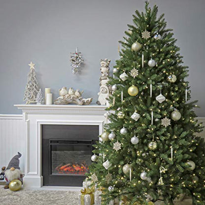 National Tree Company Pre-Lit Artificial Full Christmas Tree, Green, Dunhill Fir, Dual Color LED Lights, Includes Stand, 7.5 Feet, Dual Colored Lights