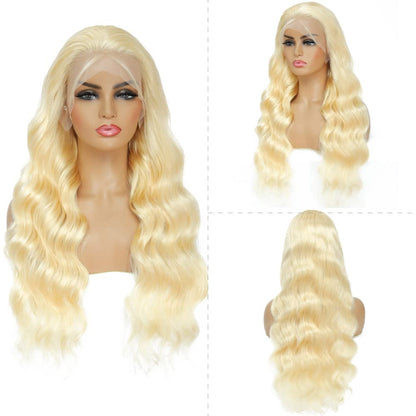 613 13x6 Lace Front Wig Human Hair 30 Inch Body Wave Blonde Wig, 200% Density Pre Plucked Blonde HD Lace Frontal Wig for Black Women