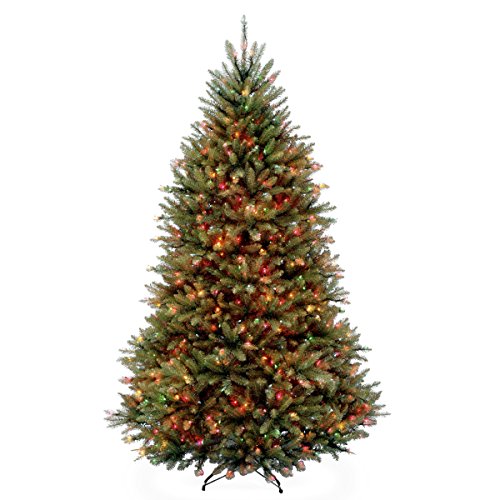National Tree Company Pre-Lit Artificial Full Christmas Tree, Green, Dunhill Fir, Dual Color LED Lights, Includes Stand, 7.5 Feet, Dual Colored Lights