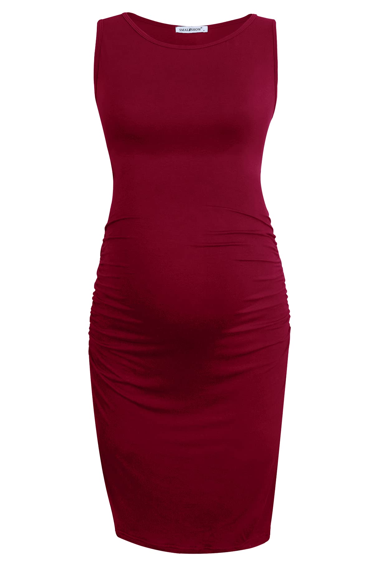 Smallshow Women's Sleeveless Maternity Dress Ruched Pregnancy Clothes