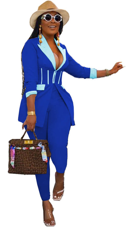 Womens Sexy 2 Pieces Graffiti Print Blazer Suit Pants Set Nightclub Tracksuit Outfit Set