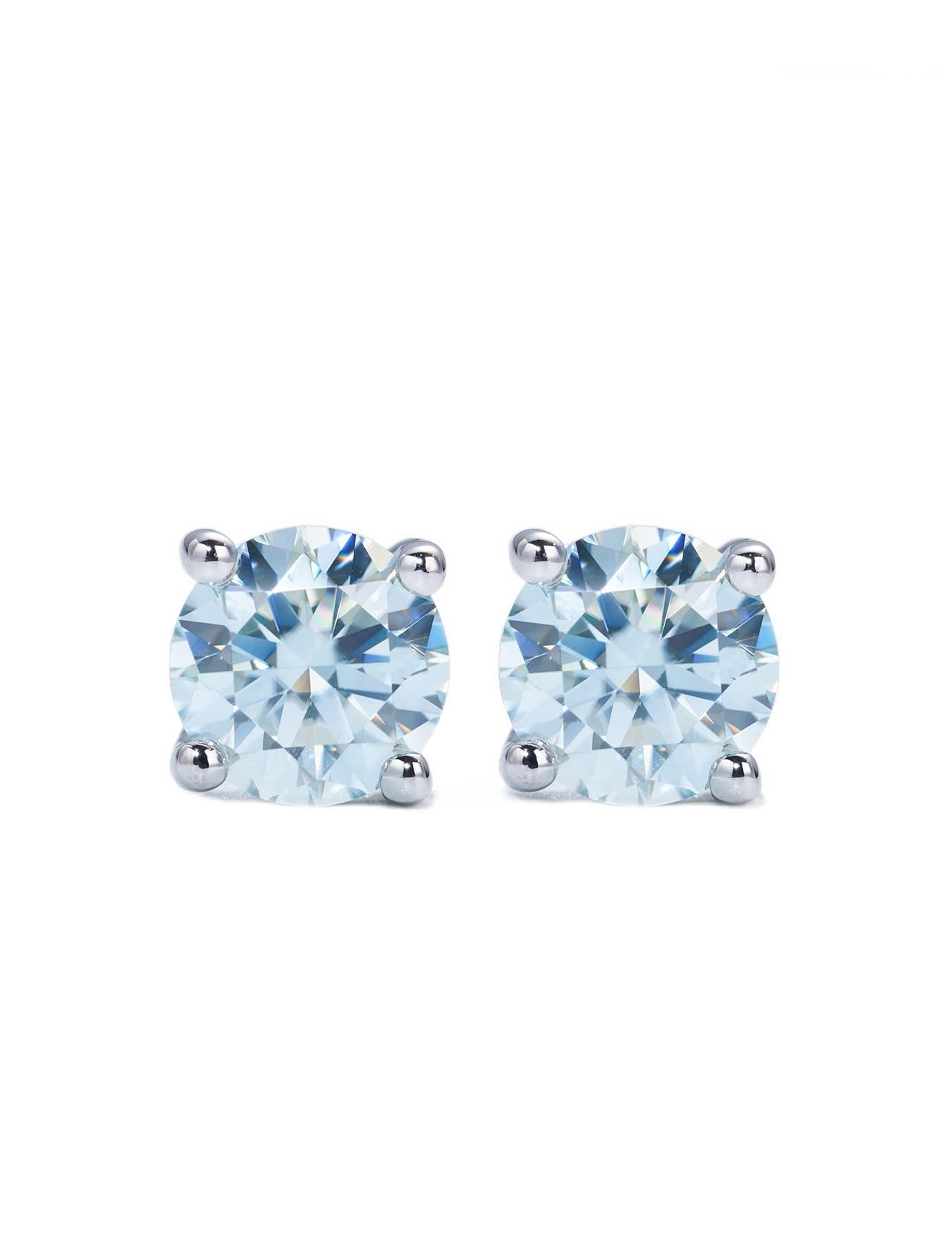IMOLOVE Moissanite Stud Earrings for Women in Sterling Silver Hypoallergenic 1-3CT D Color Round Cut Moissante Earrings