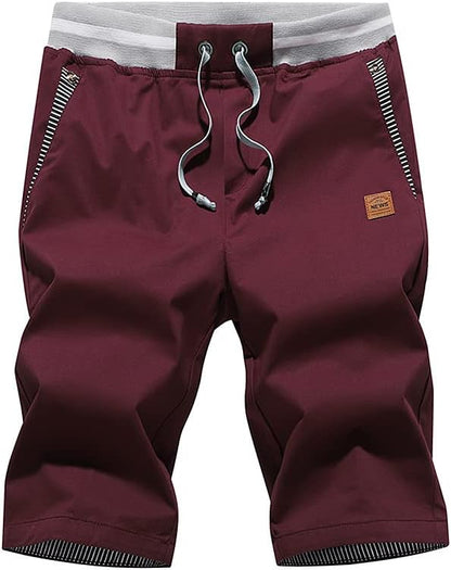 Tansozer Men's Shorts Casual Classic Fit Drawstring Summer Beach Shorts with Elastic Waist and Pockets