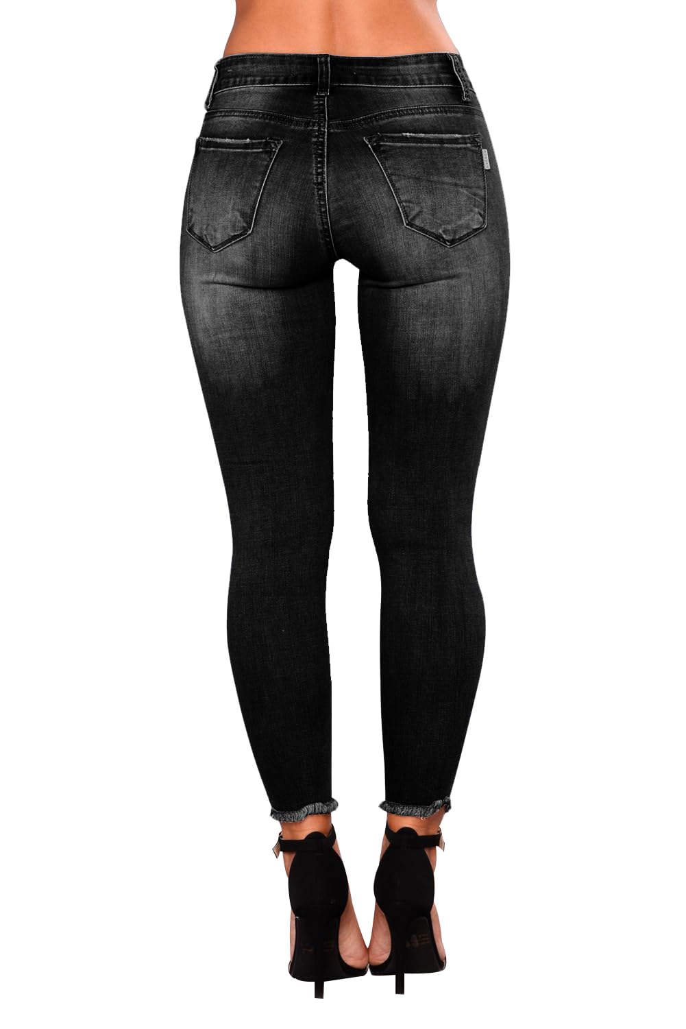 KUNMI Women's Skinny Ripped Trendy Jeans Distressed Stretchy Denim Pants