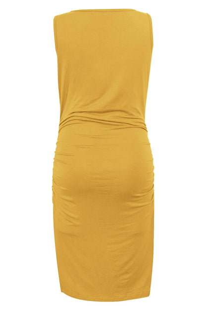 Smallshow Women's Sleeveless Maternity Dress Ruched Pregnancy Clothes