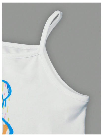 SOLY HUX Girl's Graphic 3 Piece Outfits Sheer Crop Tee and Cami Top with Jeans Pants Set