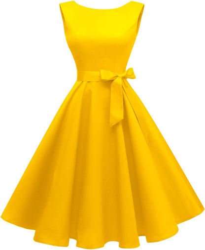 Hanpceirs Women's Boatneck Sleeveless Swing Vintage 1950s Cocktail Dress New