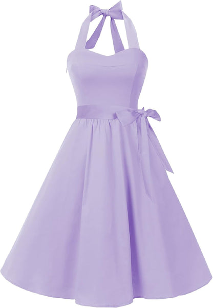 Topdress Women'sVintage Polka Audrey Dress 1950s Halter Retro Cocktail Dress