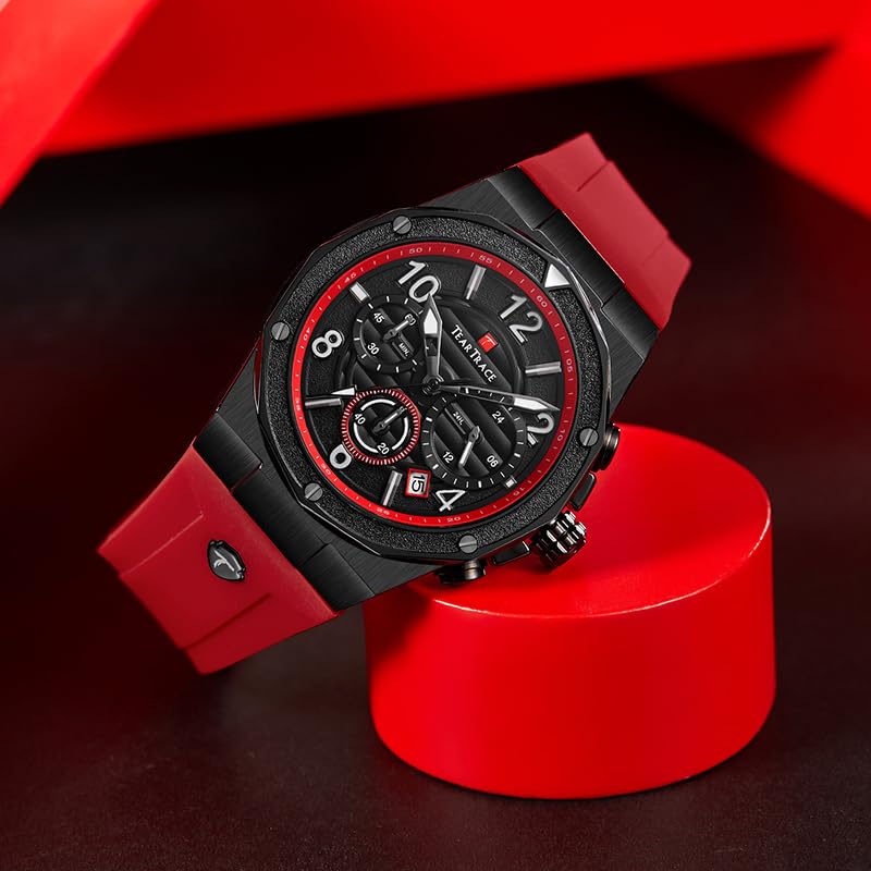 Watches for Men Analog Quartz Waterproof Sport Men’s Watch Tonneau Chronograph Luminous Fashionable Unique Casual Watch with Silicone Strap