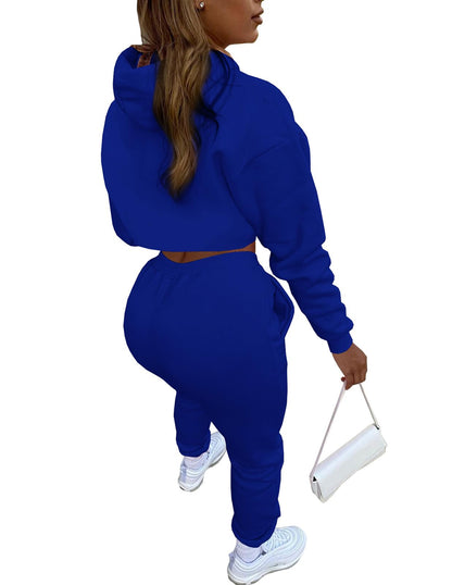 Adogirl Women 3 Piece Outfits Tracksuits Set Sexy Long Sleeve Pullover Hoodie Tank Crop Tops Jogger Sweatpants Sweatsuits