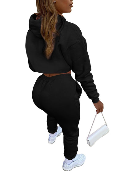 Adogirl Women 3 Piece Outfits Tracksuits Set Sexy Long Sleeve Pullover Hoodie Tank Crop Tops Jogger Sweatpants Sweatsuits