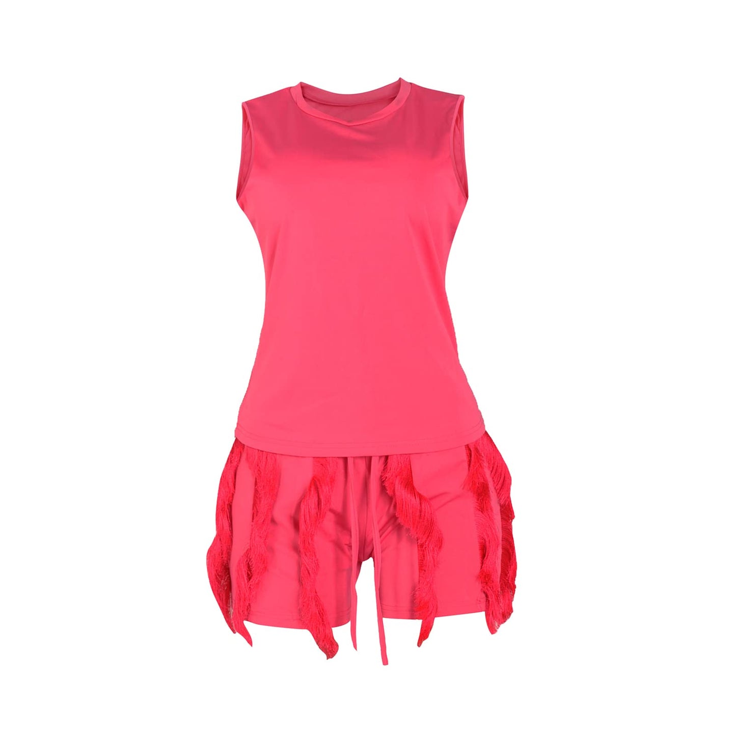 Elainone Two Piece Outfits for Women Sexy Bodycon Sleeveless Tops Drawstring Waist Shorts Sets