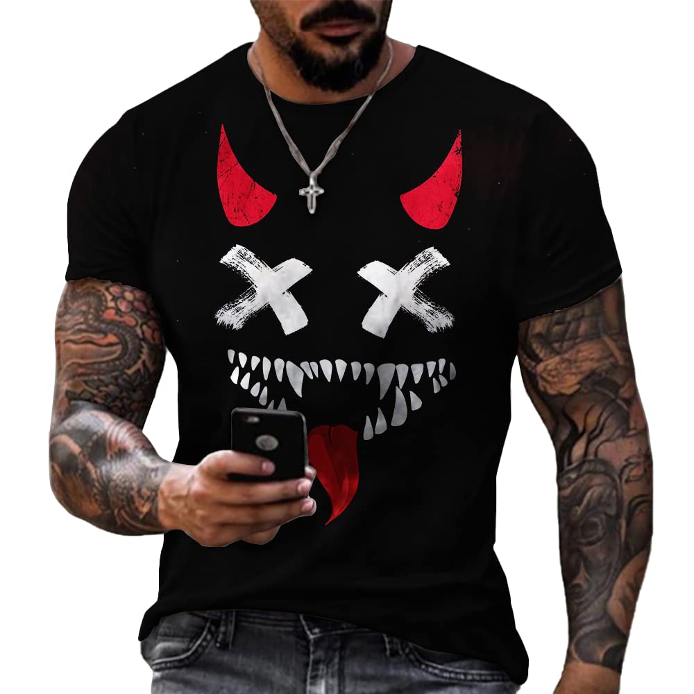 Men's Muscle Fitness Short Sleeve Printed Personalized Fashion Sweatshirt Fashionable T-Shirt
