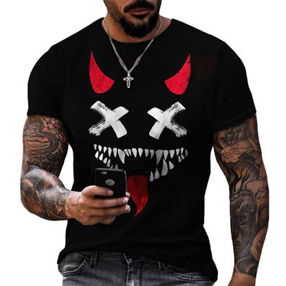 Men's Muscle Fitness Short Sleeve Printed Personalized Fashion Sweatshirt Fashionable T-Shirt
