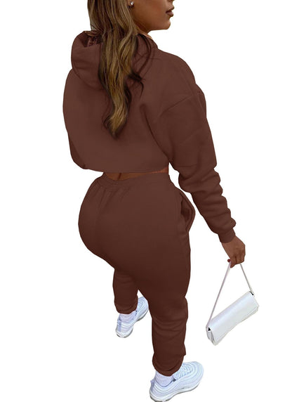 Adogirl Women 3 Piece Outfits Tracksuits Set Sexy Long Sleeve Pullover Hoodie Tank Crop Tops Jogger Sweatpants Sweatsuits