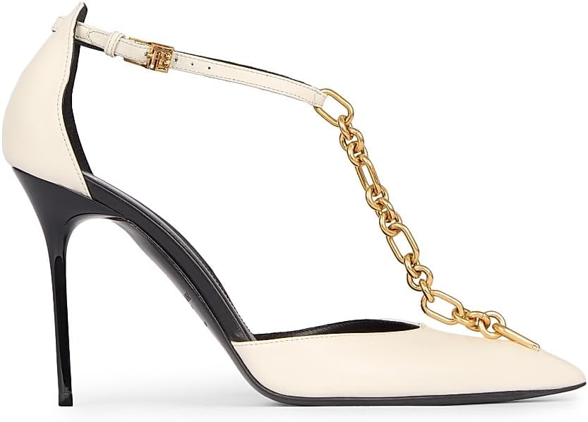 Sync 95MM Chain-Link & Leather T-Strap Pumps