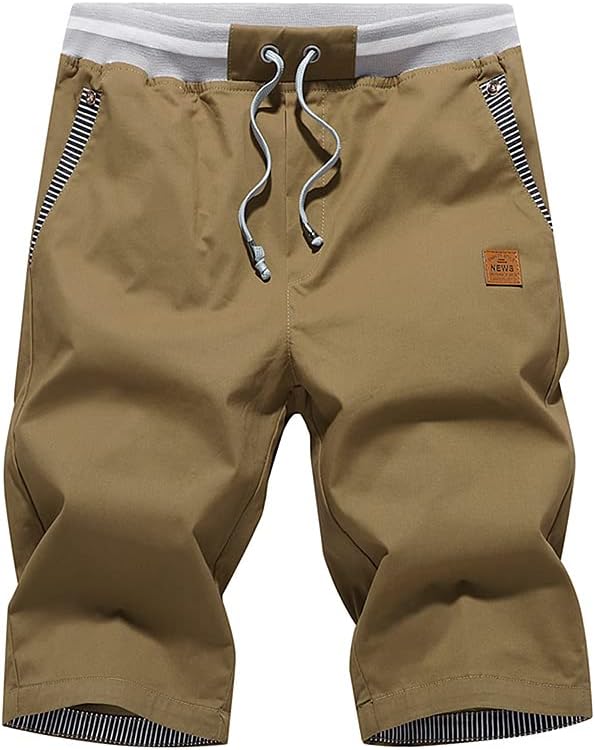 Tansozer Men's Shorts Casual Classic Fit Drawstring Summer Beach Shorts with Elastic Waist and Pockets