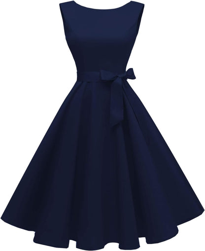 Hanpceirs Women's Boatneck Sleeveless Swing Vintage 1950s Cocktail Dress New