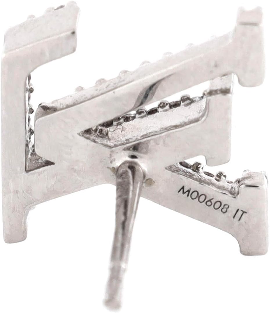 Pre-Loved LV Iconic Stud Earrings Metal with Crystals, Silver