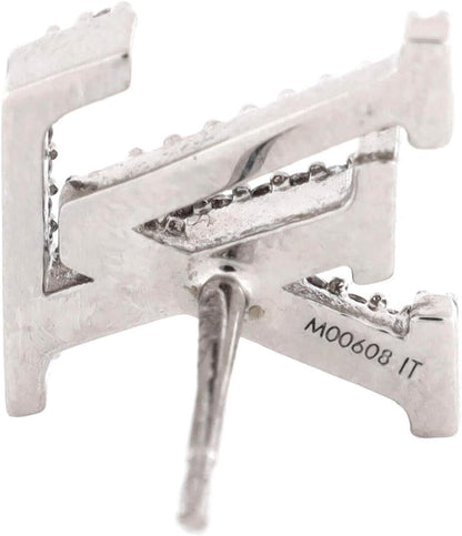 Pre-Loved LV Iconic Stud Earrings Metal with Crystals, Silver