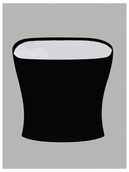 WDIRARA Women's Floral Print Strapless Crop Tube Tops Slim Fit Summer Causal Bandeau Top