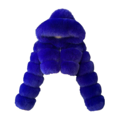 Colf Women's Winter Parka Coat Long Sleeve Faux Fur Coat with Hooded Warm Short Overcoat Jacket