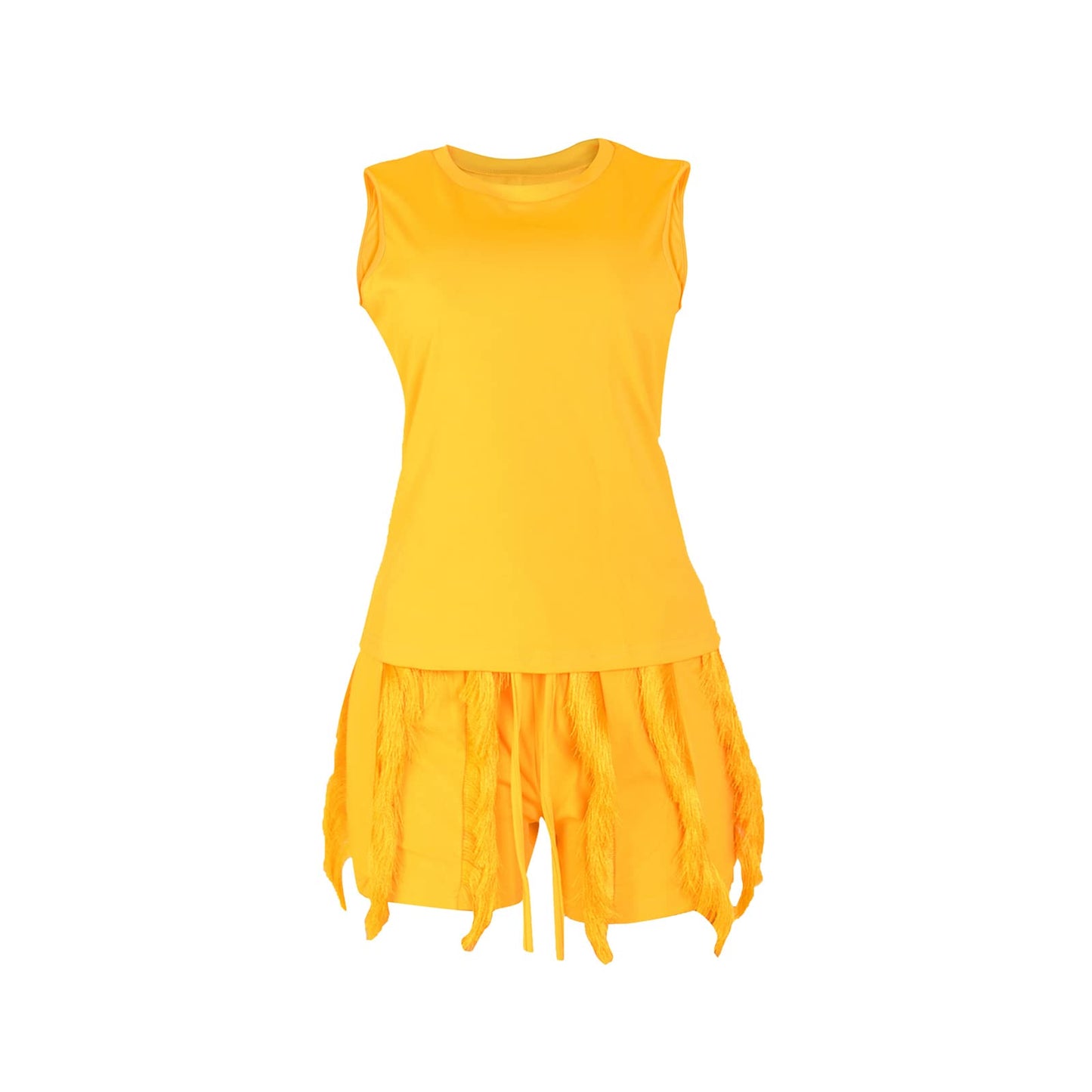 Elainone Two Piece Outfits for Women Sexy Bodycon Sleeveless Tops Drawstring Waist Shorts Sets