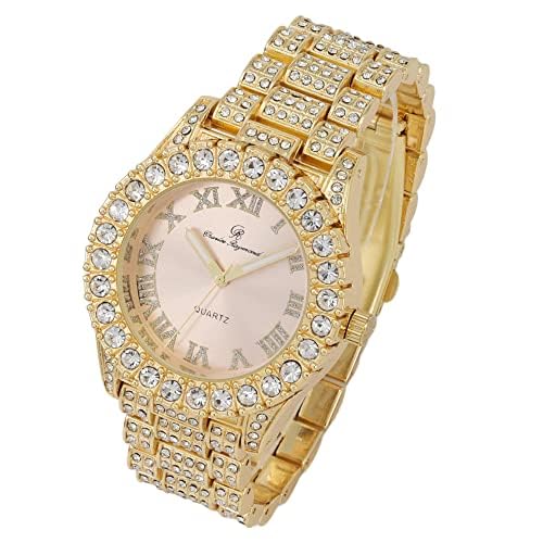 Charles Raymond Women's Big Rocks Bezel Colored Dial with Roman Numerals Fully Iced Out Watch - ST10327LA