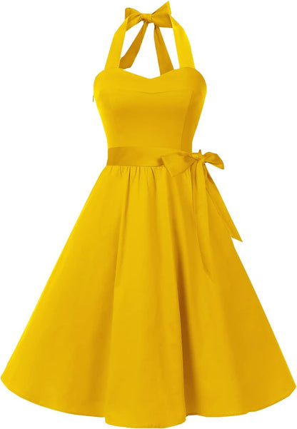 Topdress Women'sVintage Polka Audrey Dress 1950s Halter Retro Cocktail Dress